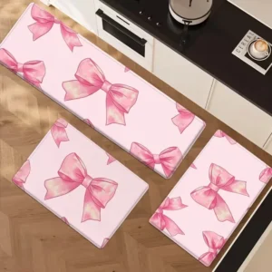 Różowy dywanik kuchenny z kokardą antypoślizgowy 40x60 50x80 50x150