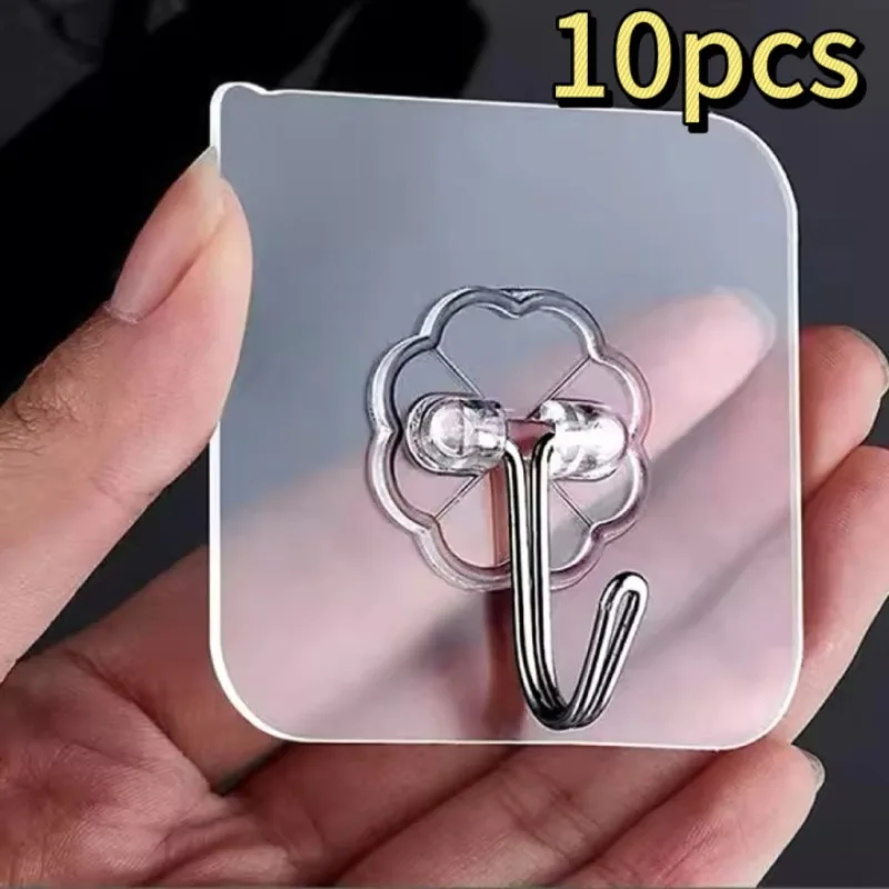 Samoprzylepne przezroczyste haczyki ścienne, mocne 10pcs