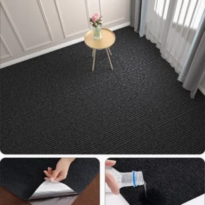 Samoprzylepny dywan w rolce 40 cm x 3 m - wykładzina odporna na wodę Czarny