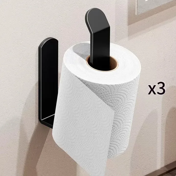 Samoprzylepny wieszak na ręczniki i papier toaletowy - bez wiercenia Czarny .