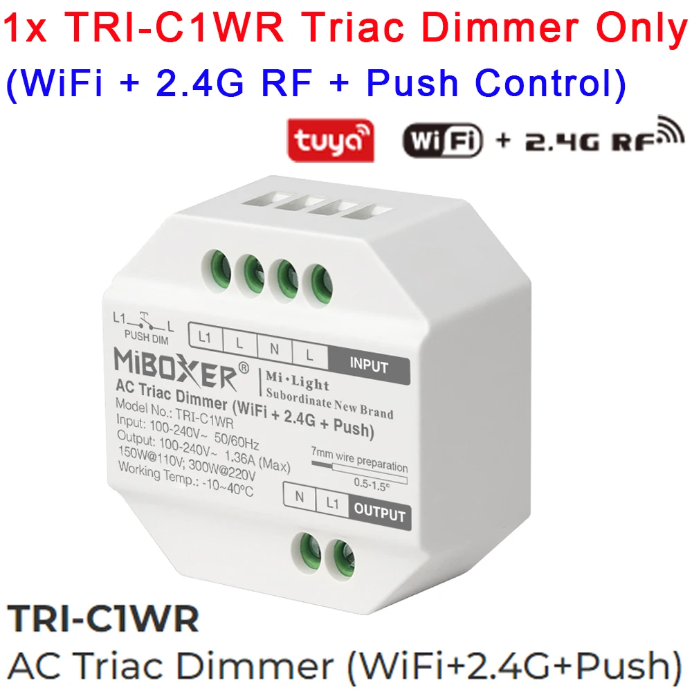Ściemniacz MiBoxer Triac – sterownik LED WiFi z pilotem Brązowy