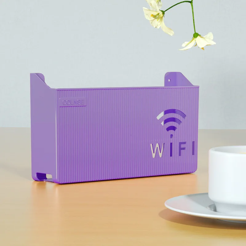 Ścienna półka na router Wi-Fi z organizatorem kabli Fioletowy