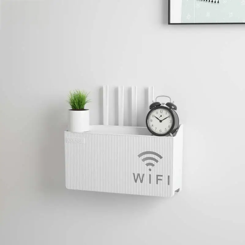 Ścienna półka organizer na router WiFi Biały