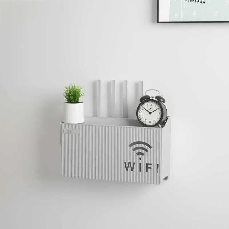 Ścienna półka organizer na router WiFi Jasnoszary