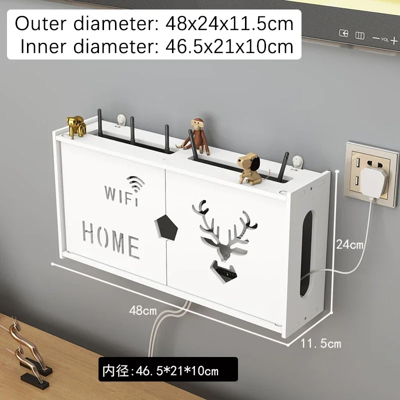 Ścienna półka na router i dekoder TV z zarządzaniem kablami Czerwony