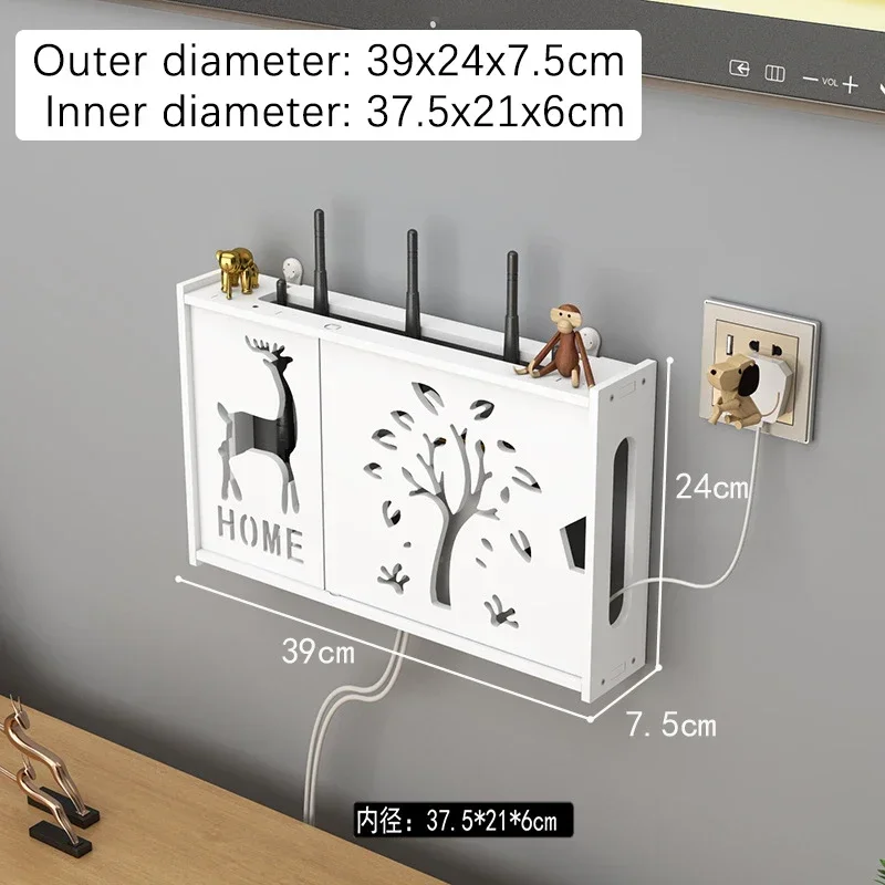 Ścienna półka na router i dekoder TV z zarządzaniem kablami Szary