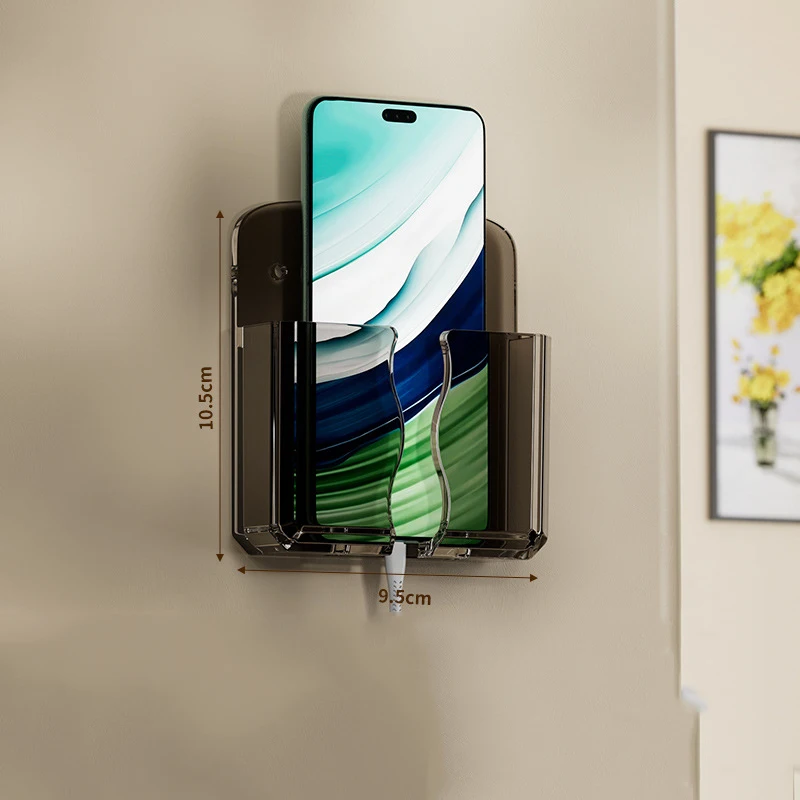 Ścienny uchwyt na telefon i pilot do montażu bez wiercenia Czarny