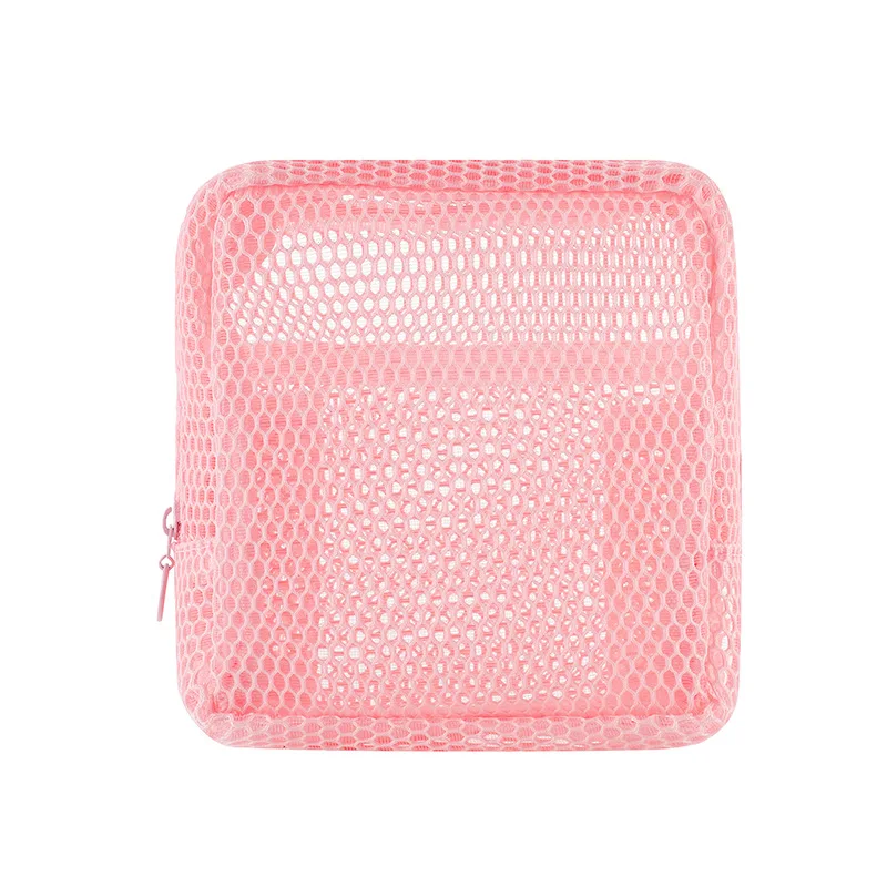 Siatkowa kosmetyczka z zamkiem - etui na drobiazgi Czerwony