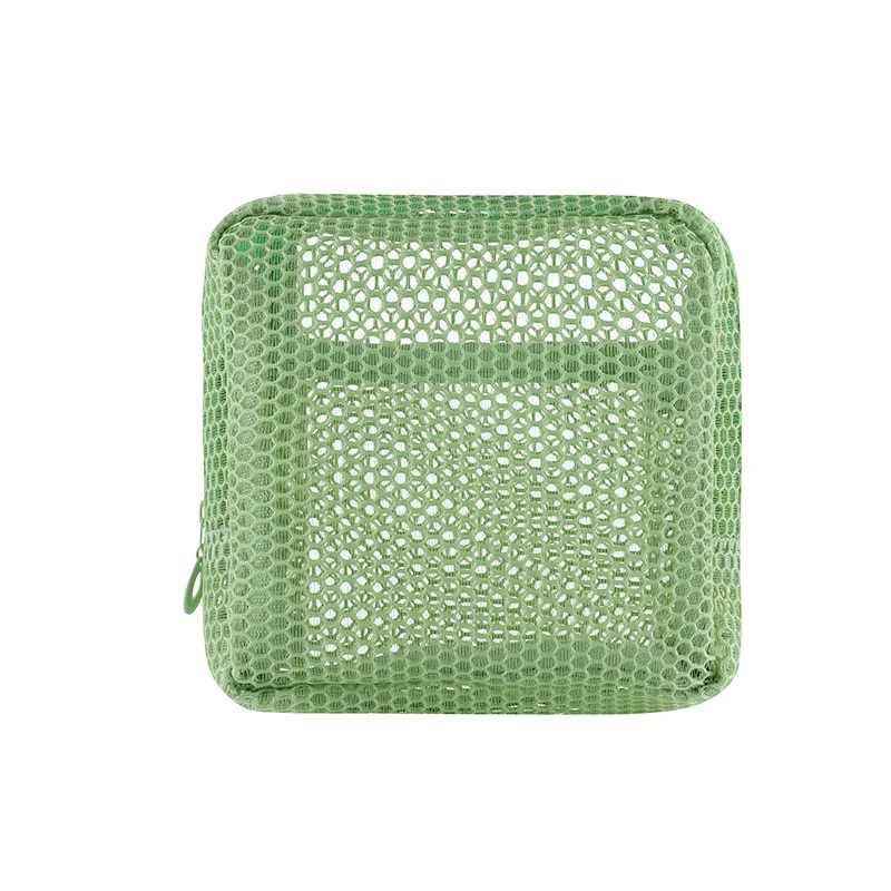 Siatkowa kosmetyczka z zamkiem - etui na drobiazgi żółty