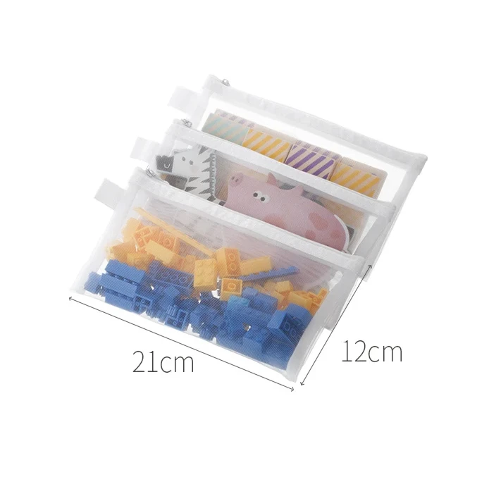 Siatkowe torby na klocki i puzzle 3 szt. Czarny