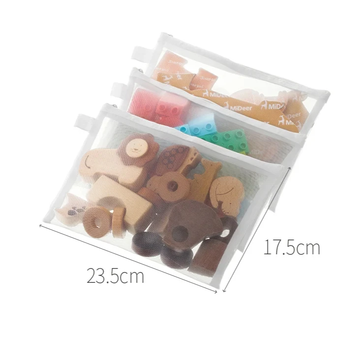 Siatkowe torby na klocki i puzzle 3 szt. Zielony