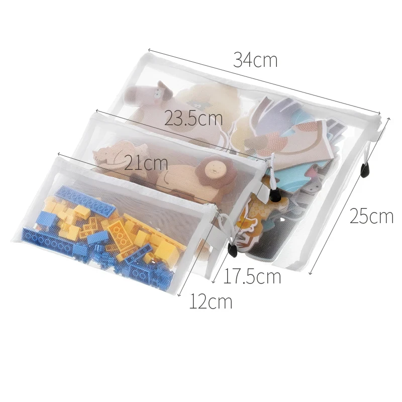 Siatkowe torby na klocki i puzzle 3 szt. żółty