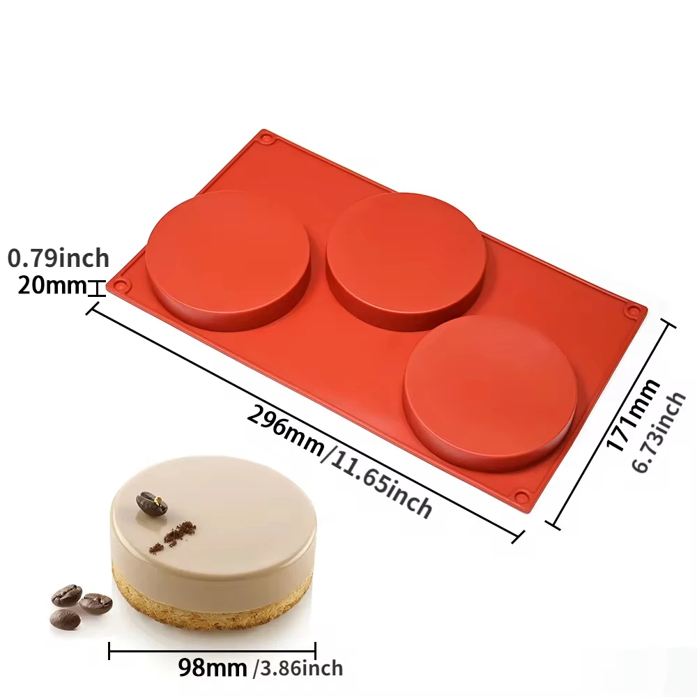 Silikonowa forma cylindry do deserów i mydła Cylinder 3 holes
