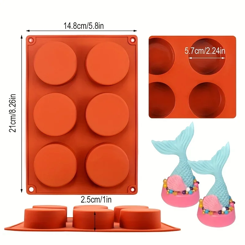 Silikonowa forma cylindry do deserów i mydła Cylinder 6 holes