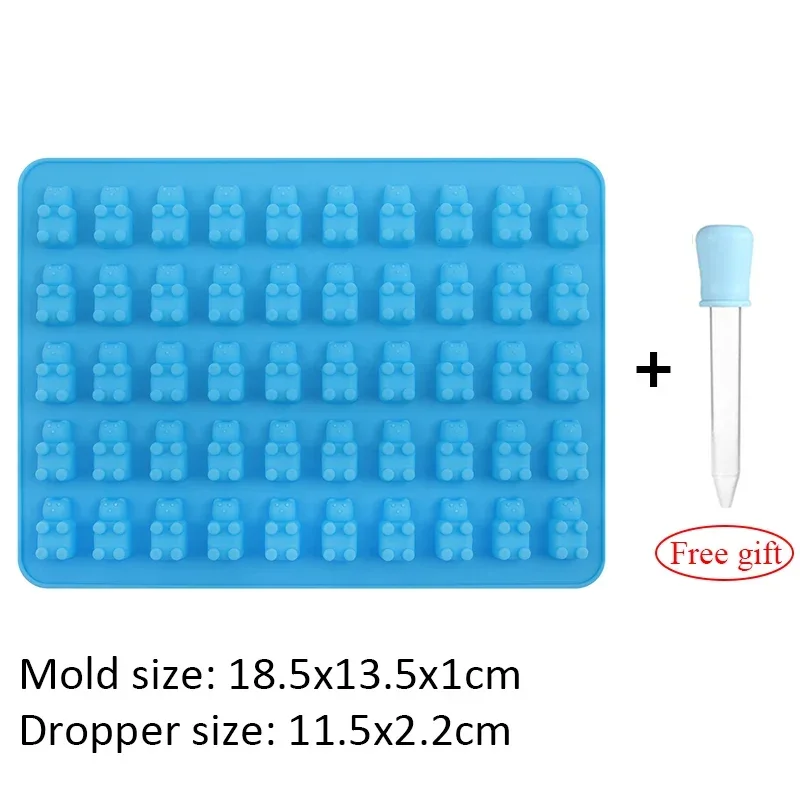 Silikonowa forma na żelki misie z pipetą Niebieski
