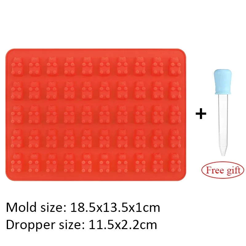 Silikonowa forma na żelki misie z pipetą Czerwony
