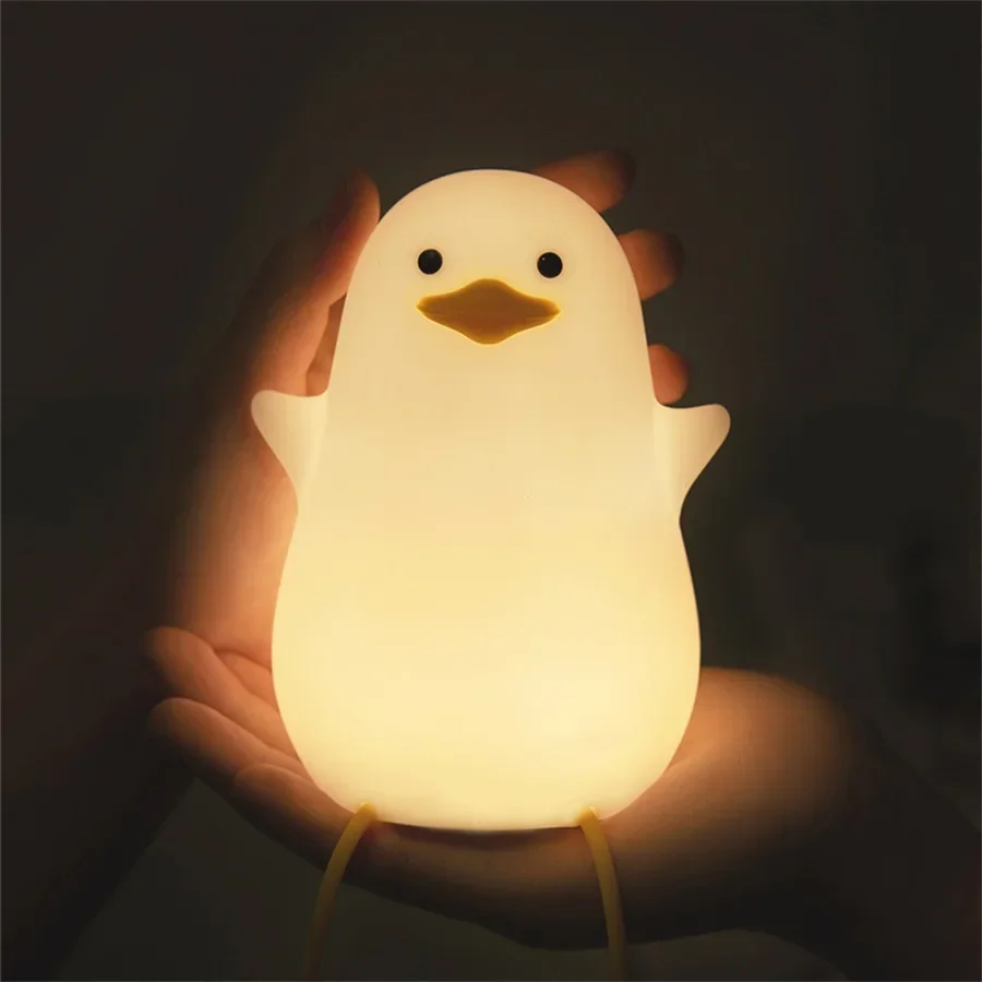 Silikonowa lampka nocna kaczka LED z timerem dla dzieci ładowana USB Brązowy