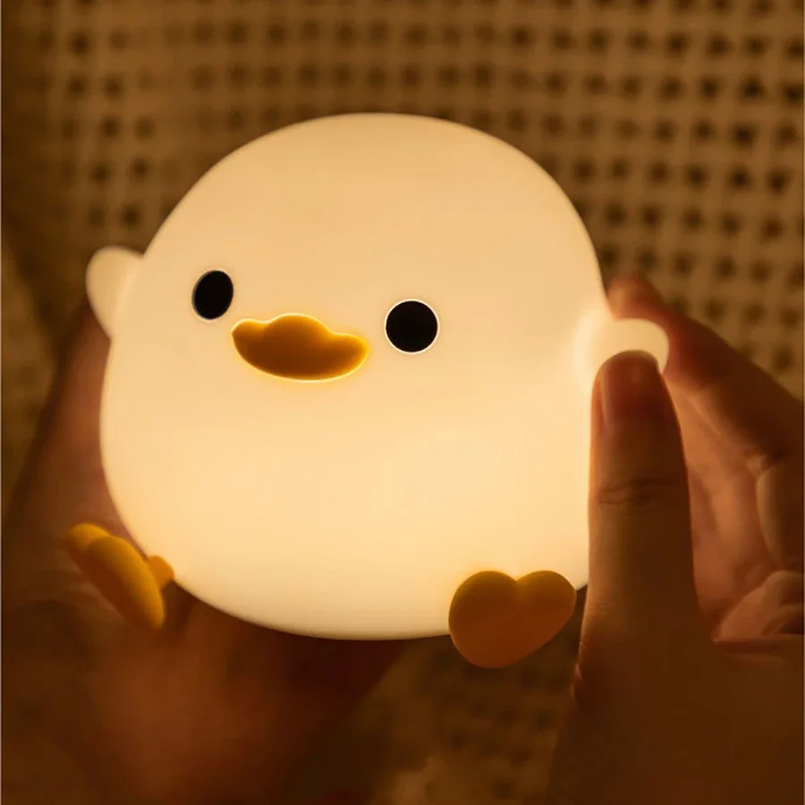 Silikonowa lampka nocna kaczka LED z timerem dla dzieci ładowana USB Niebieski