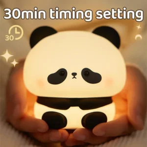 Silikonowa lampka nocna LED panda z timerem USB dla dzieci Pomarańczowy