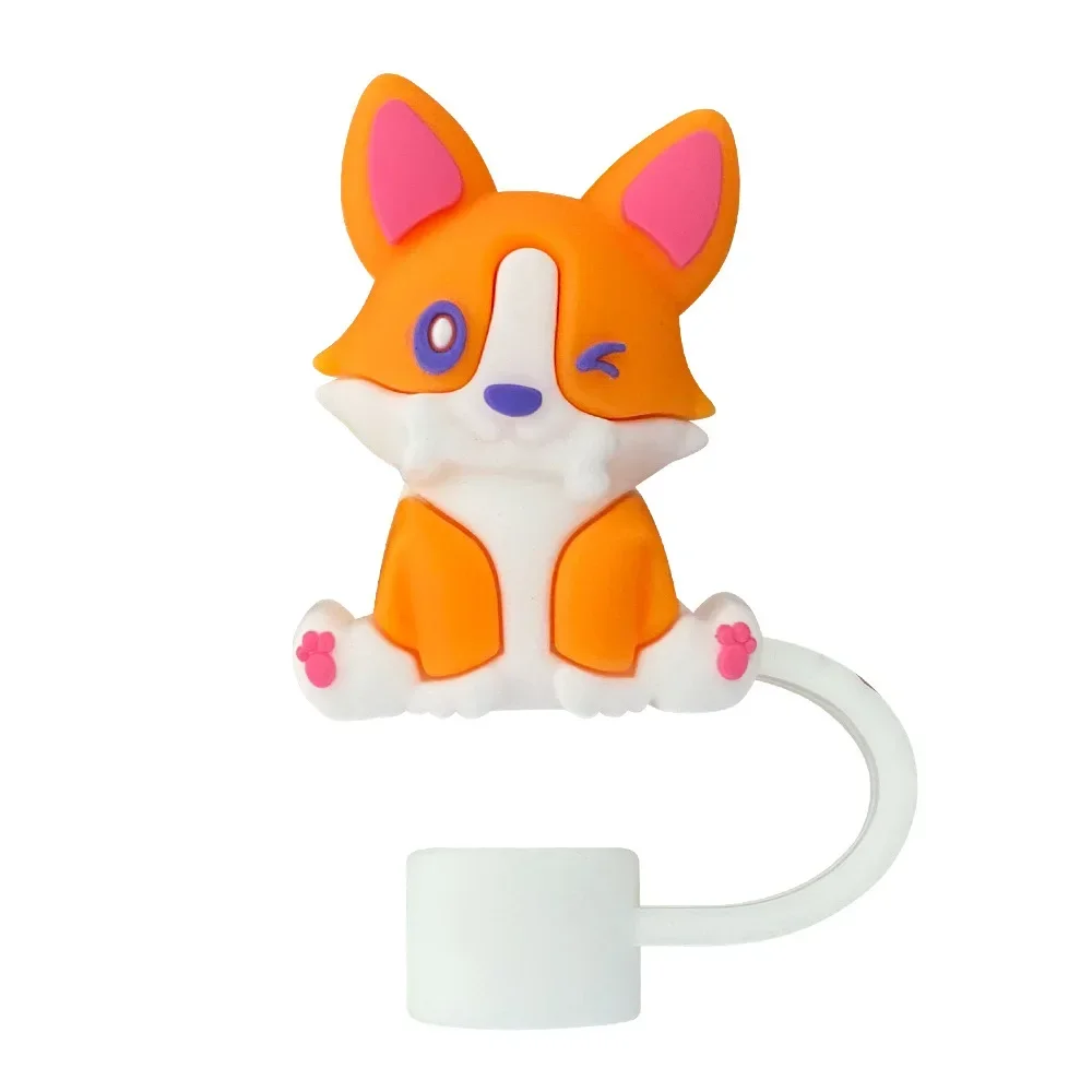 Silikonowa nakładka na słomkę z motywem zwierzątka Jasnoszary
