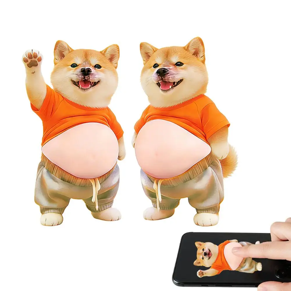 Silikonowa naklejka 3D z kotkiem kawaii na lodówkę i meble Niebieski