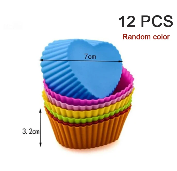 Silikonowe foremki do muffinek 12 szt. wielokrotnego użytku Mixed color c