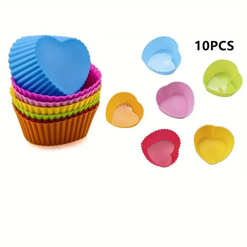 Silikonowe foremki do muffinek i babeczek, serca i kółka bez BPA Heart