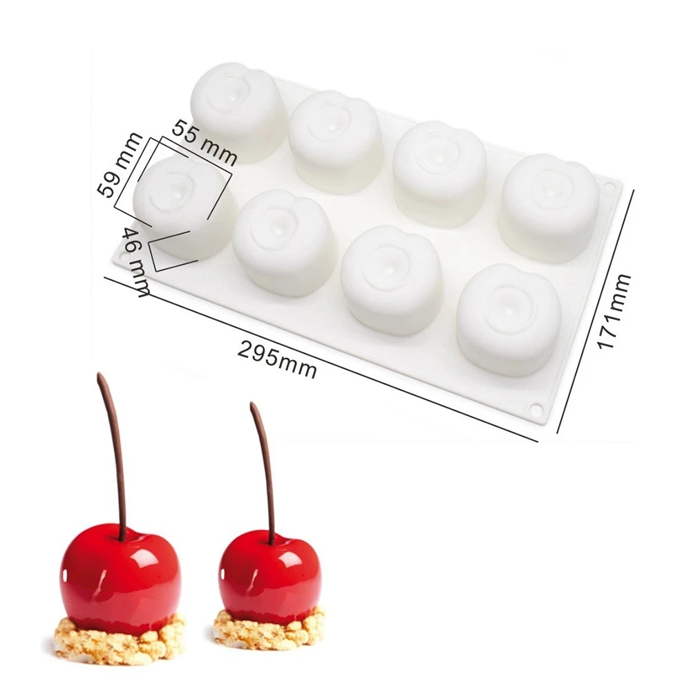 Silikonowe formy do musów i ciast w kształcie owoców 3D 8 cherries