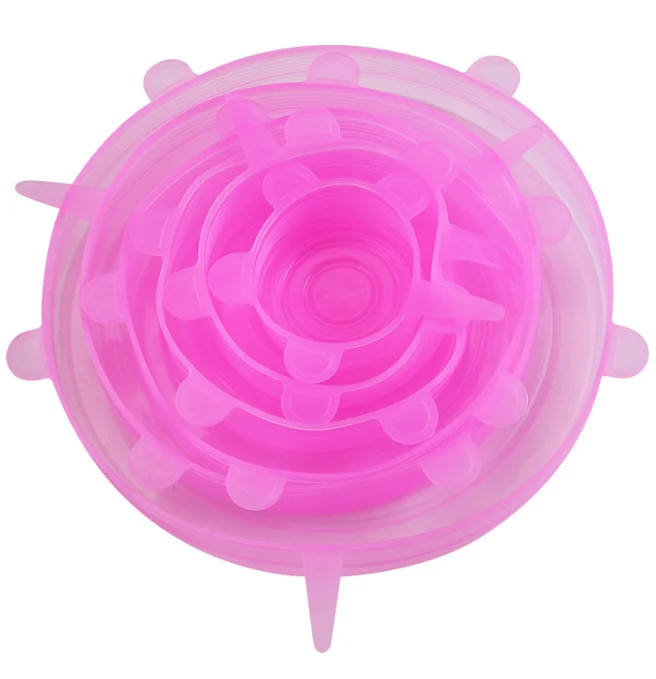 Silikonowe pokrywki rozciągliwe do naczyń, zestaw 6 sztuk Pink6pc