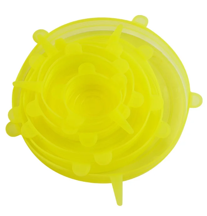 Silikonowe pokrywki rozciągliwe do naczyń, zestaw 6 sztuk Yellow6pc