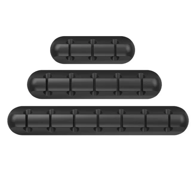 Silikonowy organizer na kable — wieloportowy klips do biurka żółty