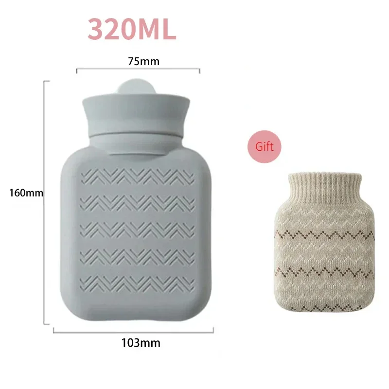 Silikonowy termofor 320 ml - ogrzewacz dłoni i stóp Jasnoszary