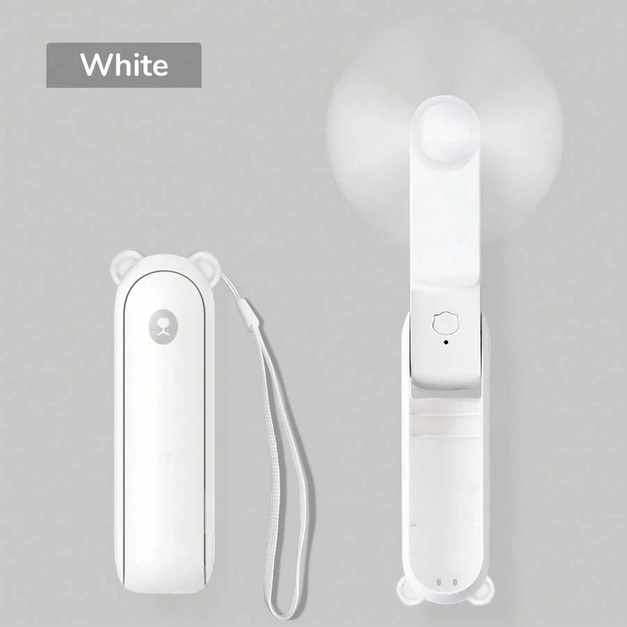 Składany mini wentylator do rzęs USB — ładowany, 3 prędkości Biały