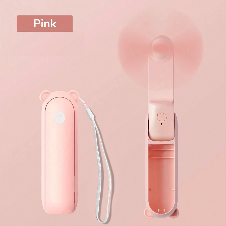 Składany mini wentylator do rzęs USB — ładowany, 3 prędkości Różowy