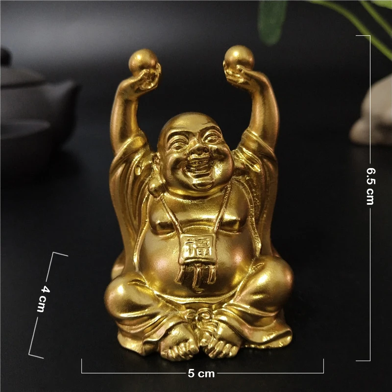 Śmiejący się Budda – brązowa figurka z żywicy Maitreya Jasnozielony