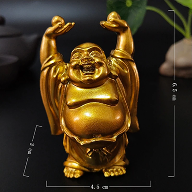 Śmiejący się Budda feng shui — złota figurka dobrobytu Czekolada