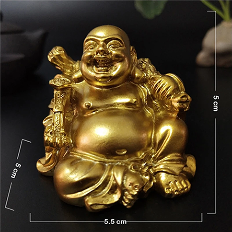 Śmiejący się Budda feng shui — złota figurka dobrobytu Jasnozielony