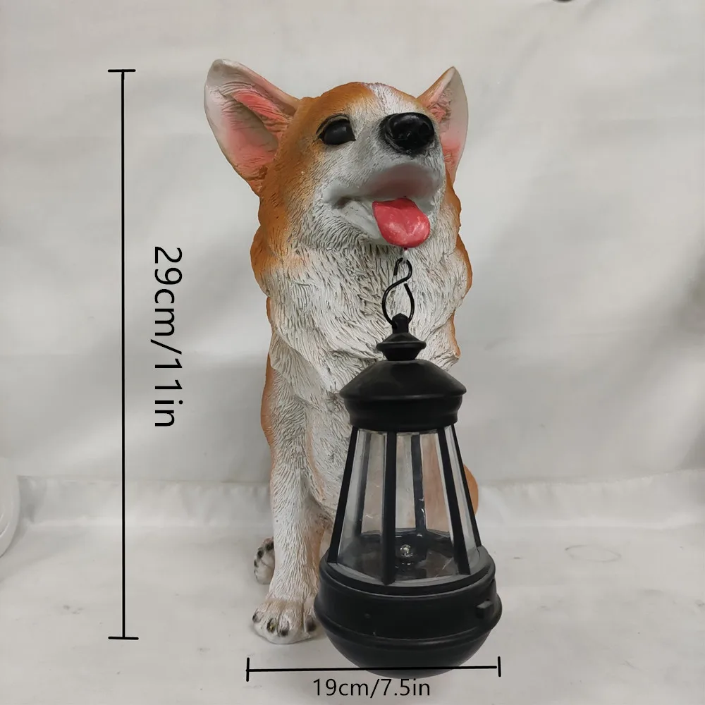 Solarna figurka psa do ogrodu z lampką LED — Golden Retriever, Owczarek, Rottweiler Pomarańczowy