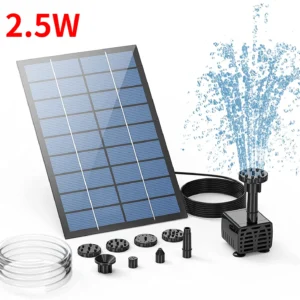 Solarna fontanna 2,5 W z 6 dyszami - pompa do oczka wodnego Róża