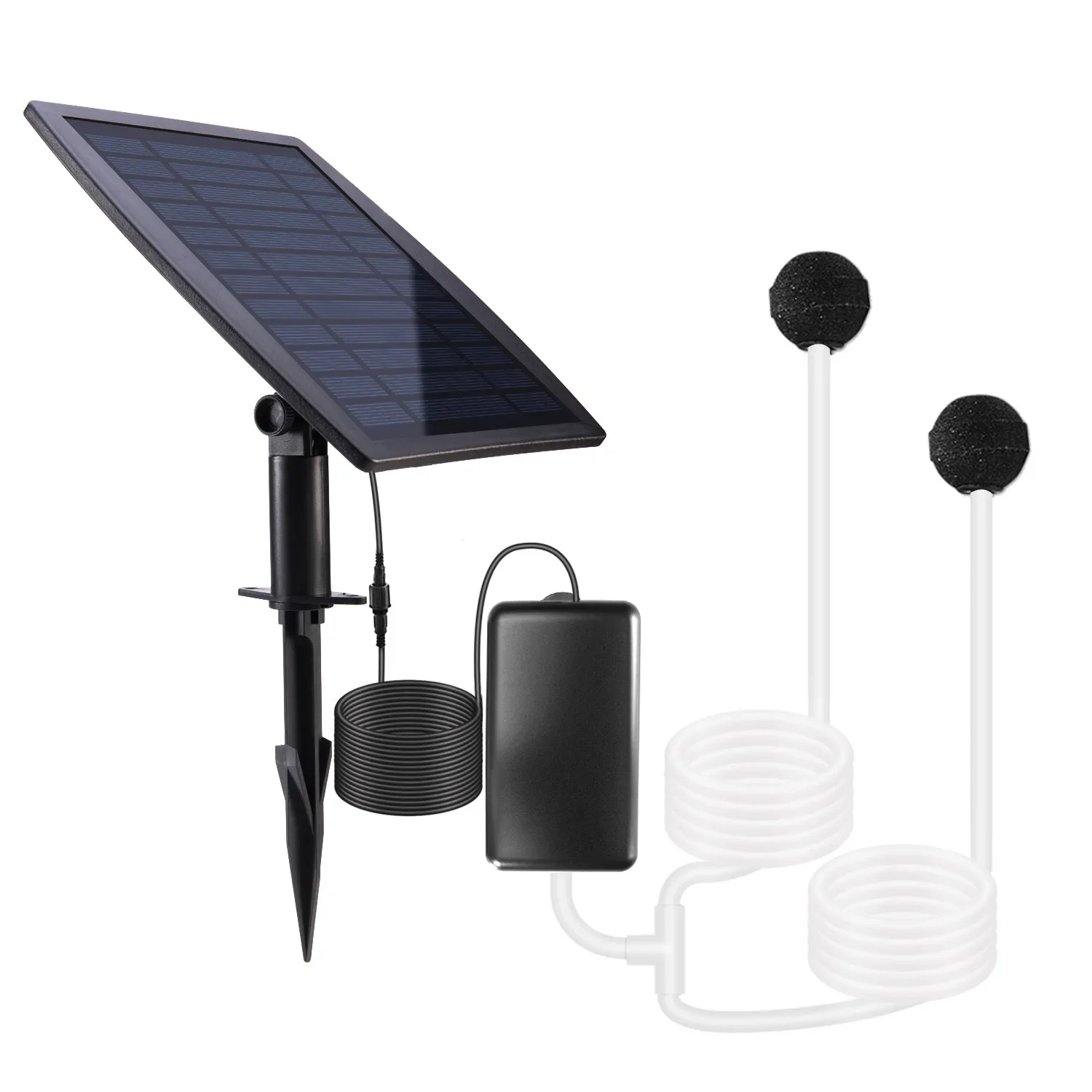 Solarna pompa tlenowa do oczka wodnego i akwarium ogrodowego Armijna zieleń