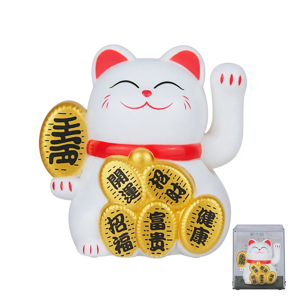 Solarny kot maneki neko machający łapką 2 cale Jasnozielony
