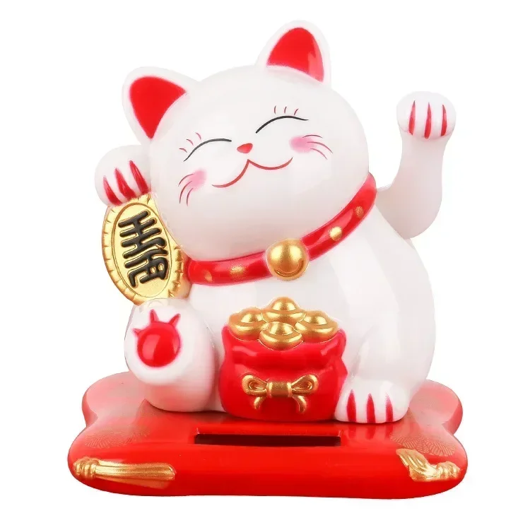 Solarny chiński kot szczęścia Maneki Neko Jasnoszary