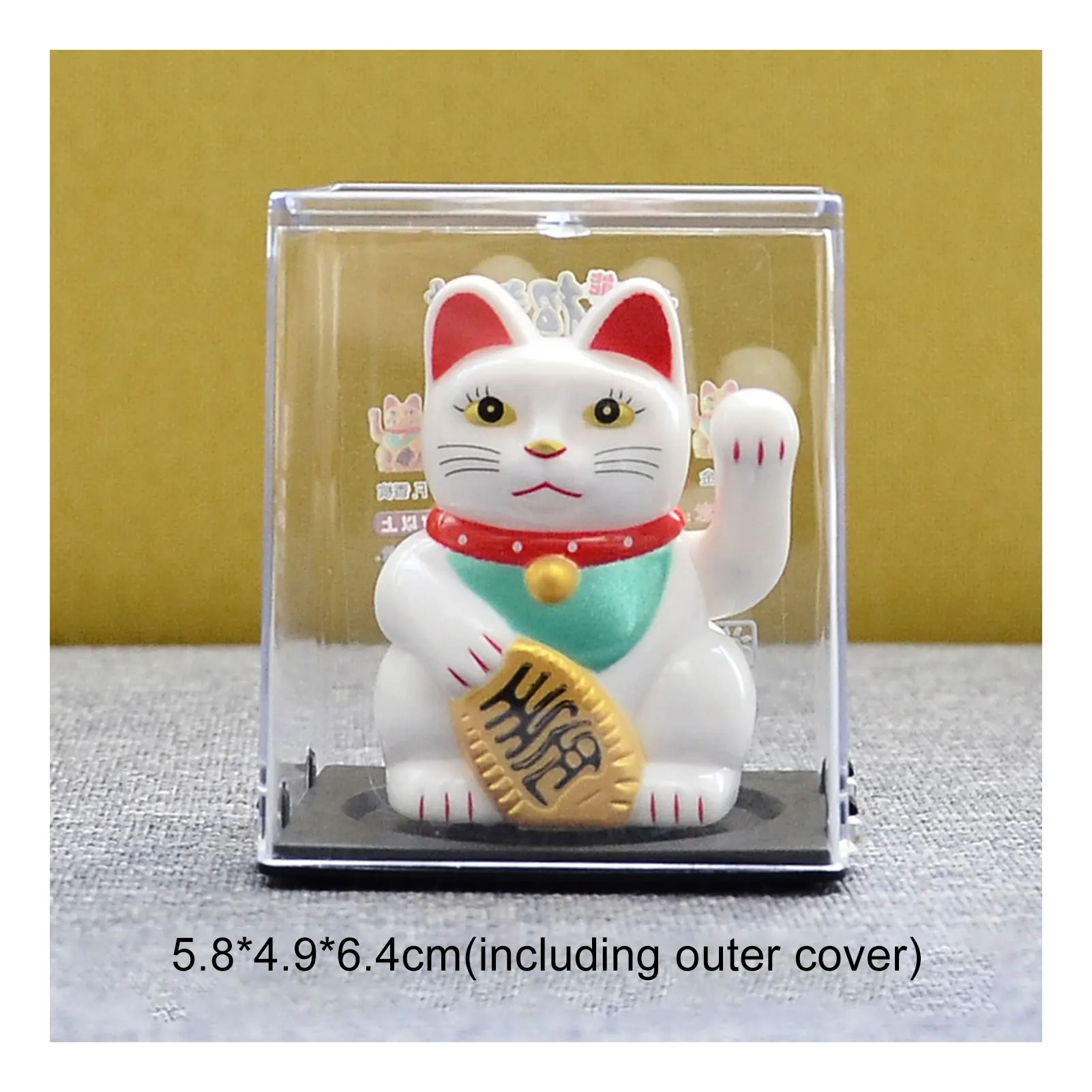 Solarny Maneki Neko - machający kot na szczęście Jasnozielony