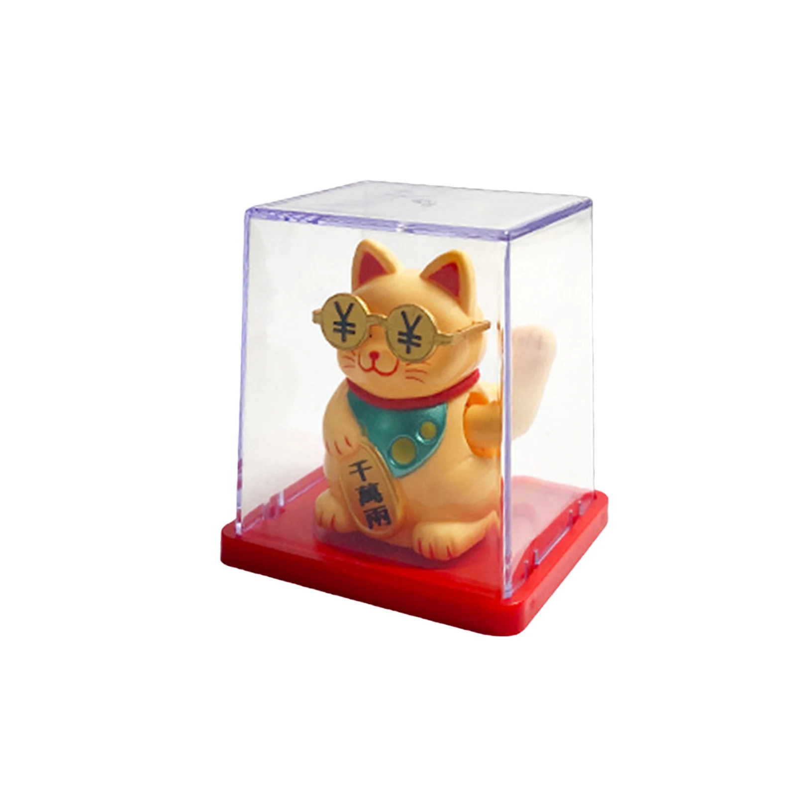 Solarny Maneki Neko - machający kot na szczęście Różowy