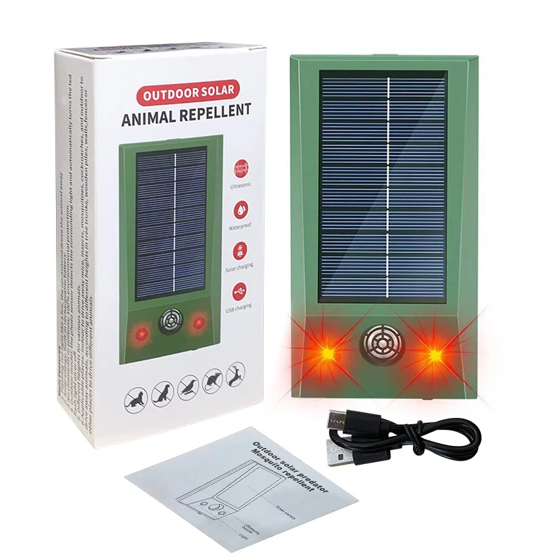Solarny odstraszacz ptaków ultradźwiękowy z diodą LED Jasnoszary