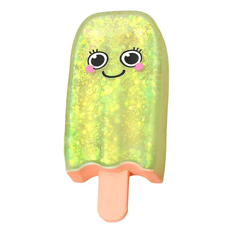 Squishy kostka lizak — antystresowa zabawka sensory na biurko żółty fluorescencyjny