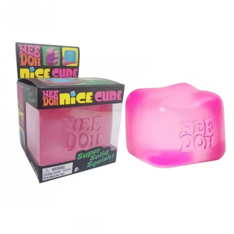 Sensoryczna kostka squishy do ściskania — antystres na biurko Needoh Liliowy