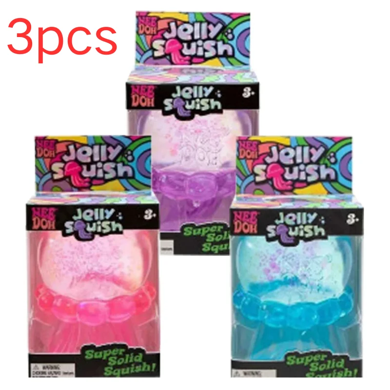 Squishy meduza puszysta piłka — miękka zabawka sensoryczna w stylu Needoh Jasnoszary