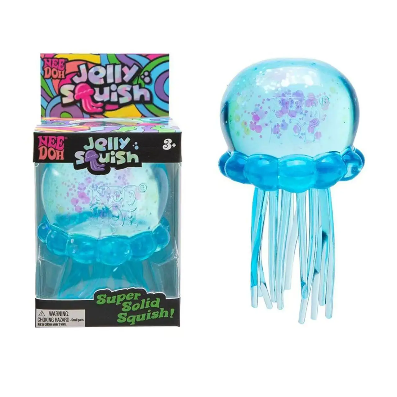 Squishy meduza puszysta piłka — miękka zabawka sensoryczna w stylu Needoh Niebieski