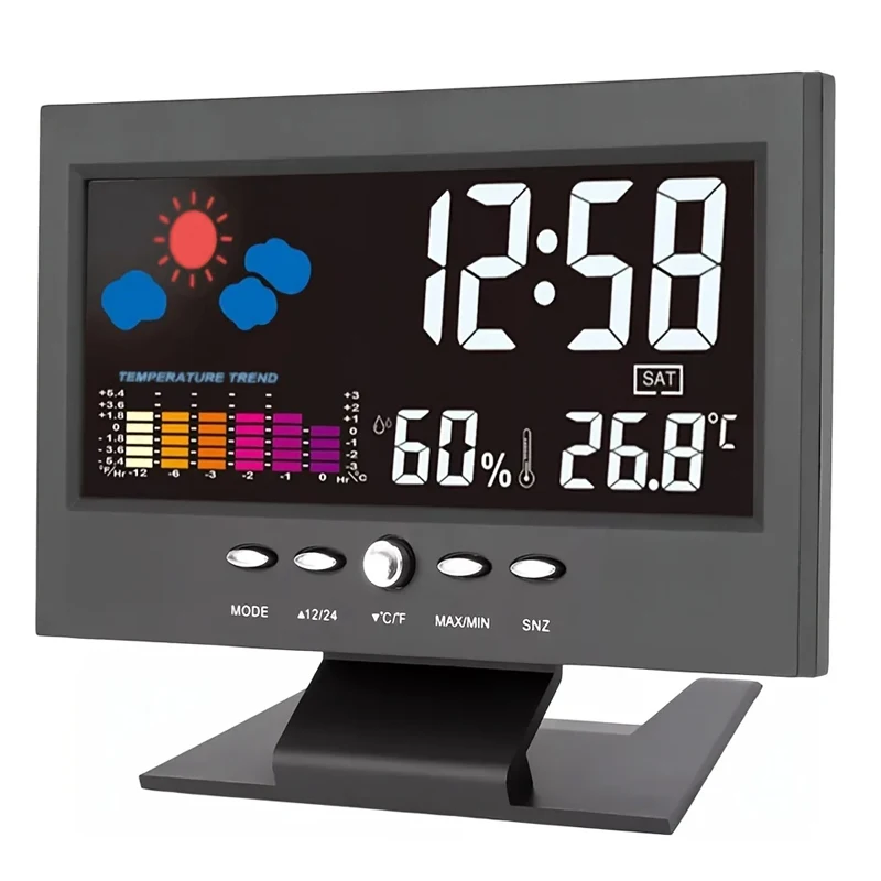 Stacja pogody z termometrem, higrometrem i zegarem LCD Wielo